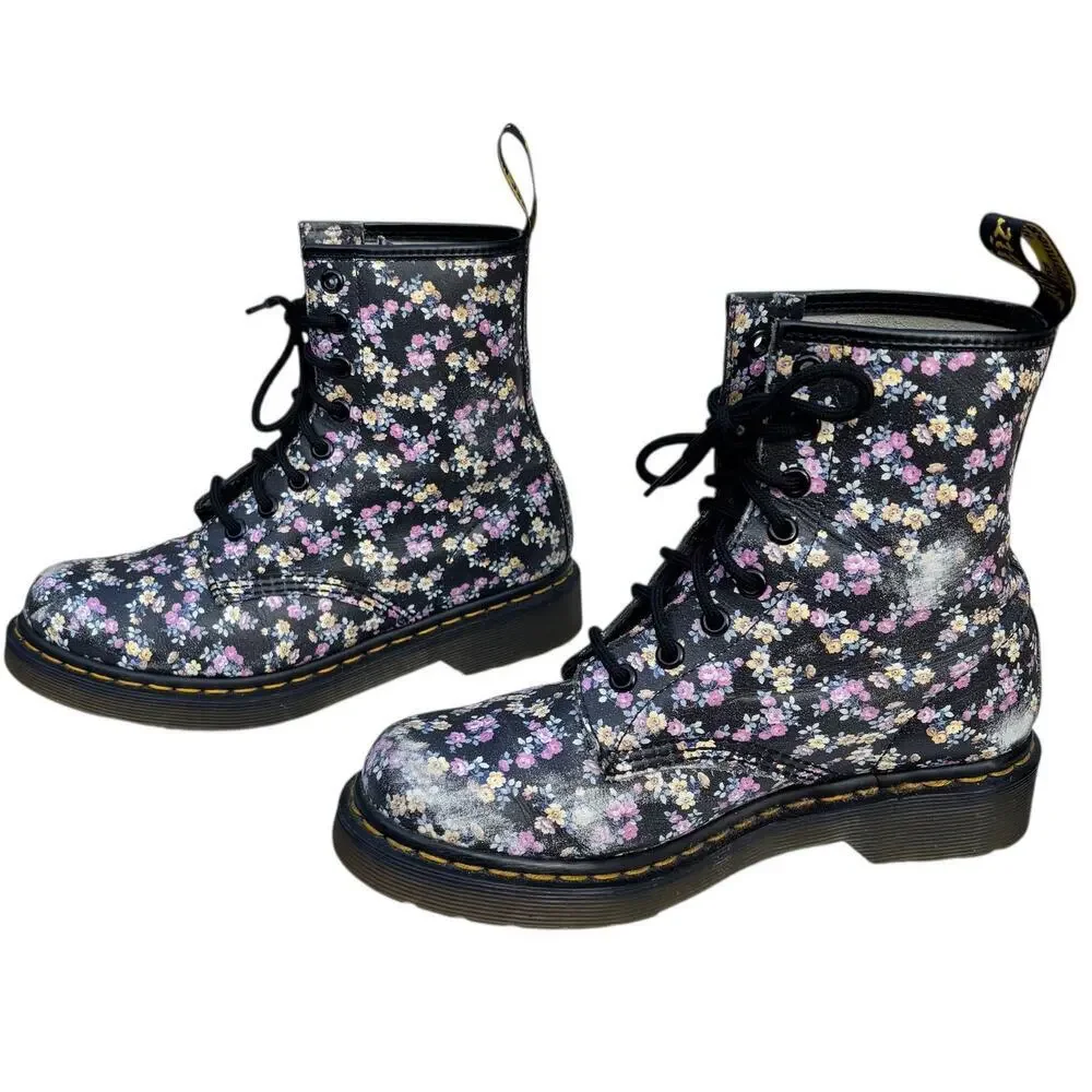 Dr. Marten 1460 Boot Floral Women’s Size 6 Color- Black - Mini Tydee